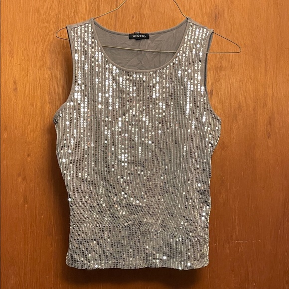 George Tops - George Silver Sequin Tank Top
